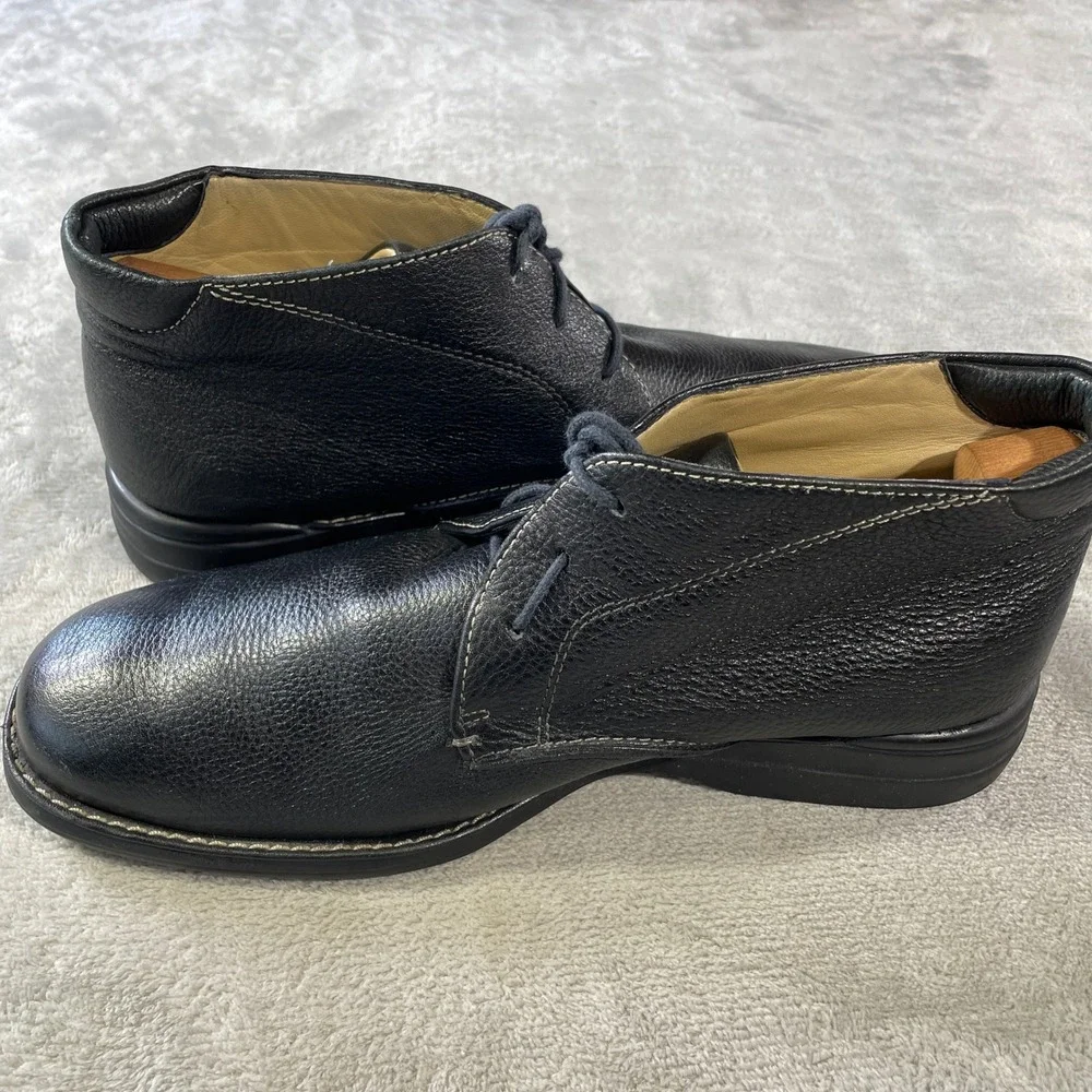 Johnston Murphy  Chukka Boots Mens 10.5 Black Pebbled Sheepskin Leather Office